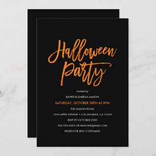 Orange Script Halloween Party Invitation