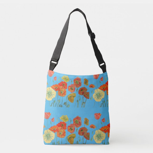 Orange Shabby floral Populaire Crossbody Sac Bleu (Devant)