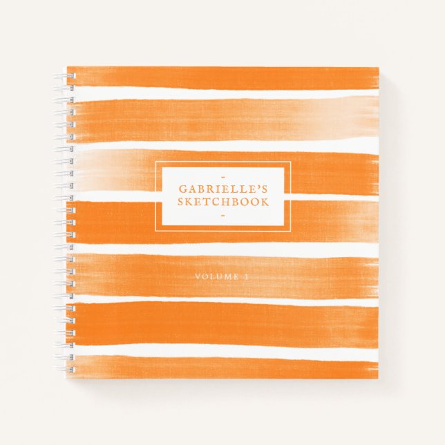 Orange Sketchbook Stripes Votre Nom Journal (Devant)