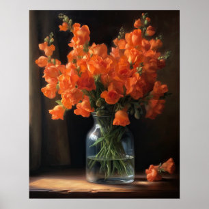 Orange Snapdragon Fleurs Art Imprimer Poster