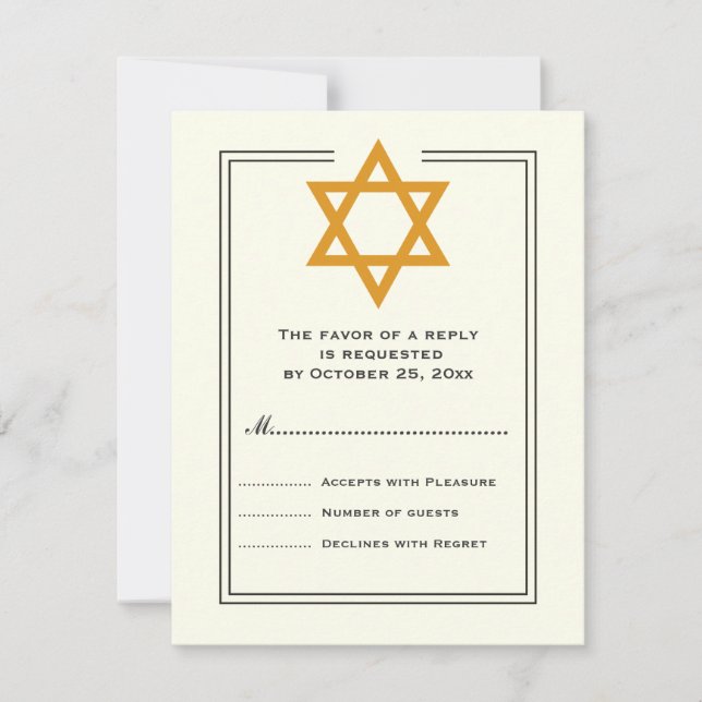 Orange Star de David Bar Mitzvah carte de réponse (Devant)