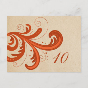Orange Stylish Swils Numéro de table Carte postale