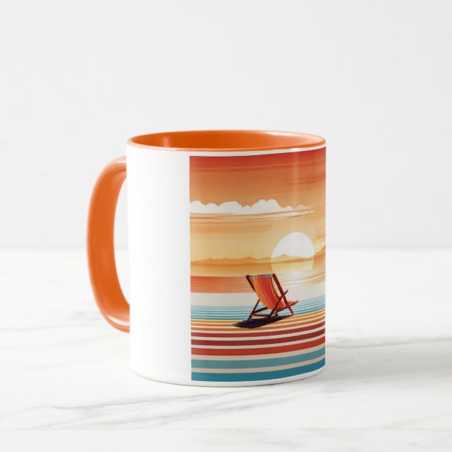 Orange Sunset Beach Mug - Vibrant Coastal Design (Devant gauche)