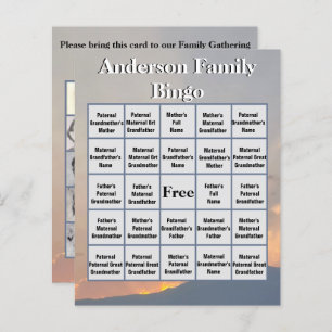 Orange Sunset Mountain Photo Family Bingo