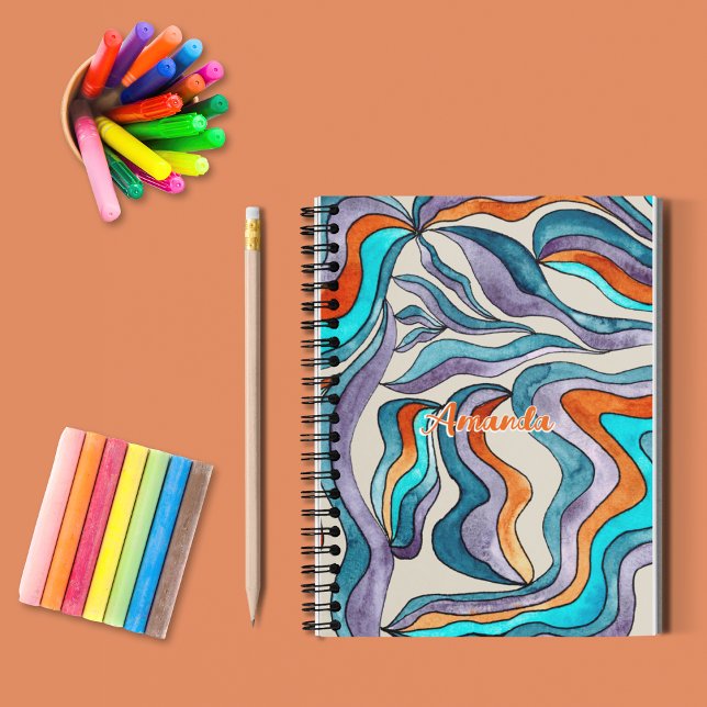 Orange Super Retro Retour à l'école Nom du carnet  (Front)