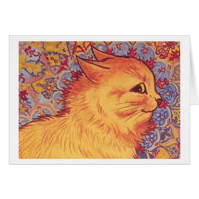 Orange Tabby Cat Louis Wain Note Card (Devant horizontal)