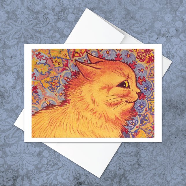 Orange Tabby Cat Louis Wain Note Card (Créateur téléchargé)