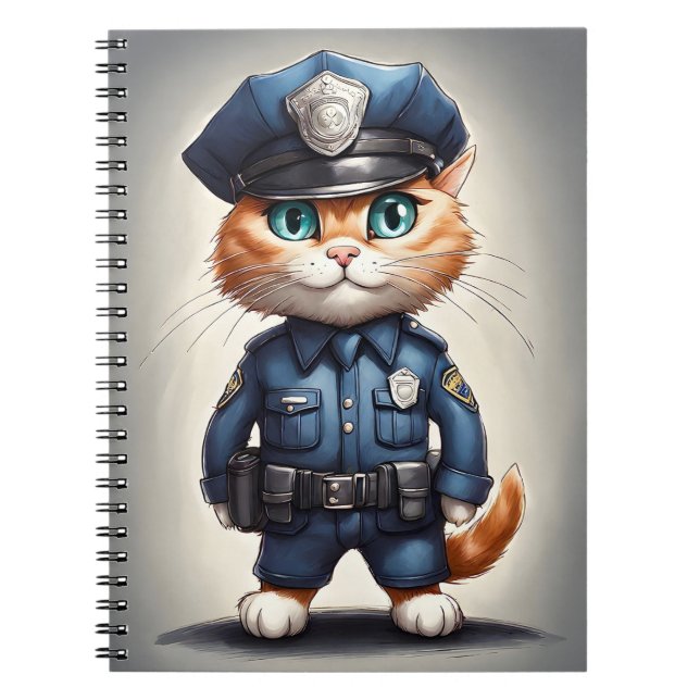 Orange Tabby Chat Police Cop Spiral Photo Carnet (Devant)
