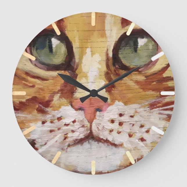 Orange Tabby Peinture Détail Grande horloge (Recto)