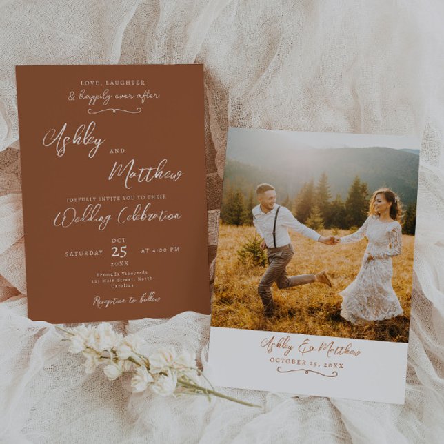 Orange Terracaotta Boho Faire-part de mariage (Créateur téléchargé)