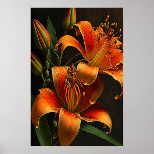 Orange Tiger Lily Fleurs Art Imprimer Poster