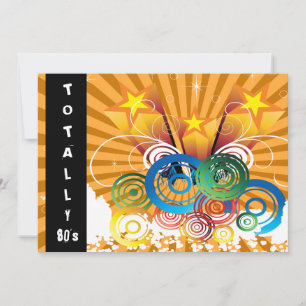 orange totalement 80's rétro party Invitation