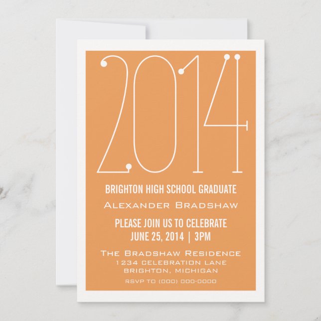 Orange Trendy 2014 Graduation Invitation (Devant)