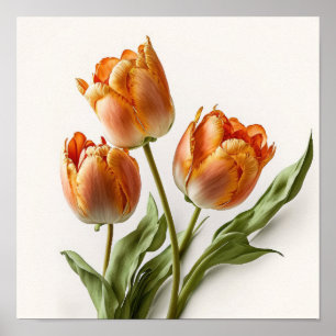 Orange Tulips Flower Art Imprimer Poster