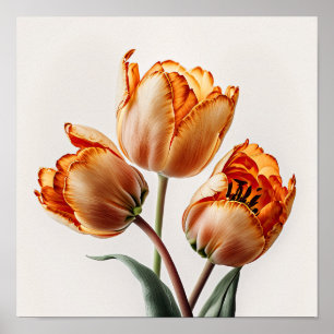Orange Tulips Flower Art Imprimer Poster