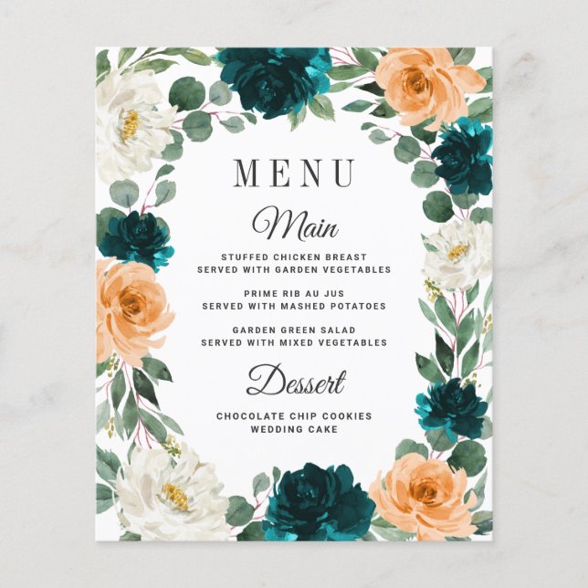 Orange Turquoise Turquoise Bleu Boho Mariage Carte (Devant)