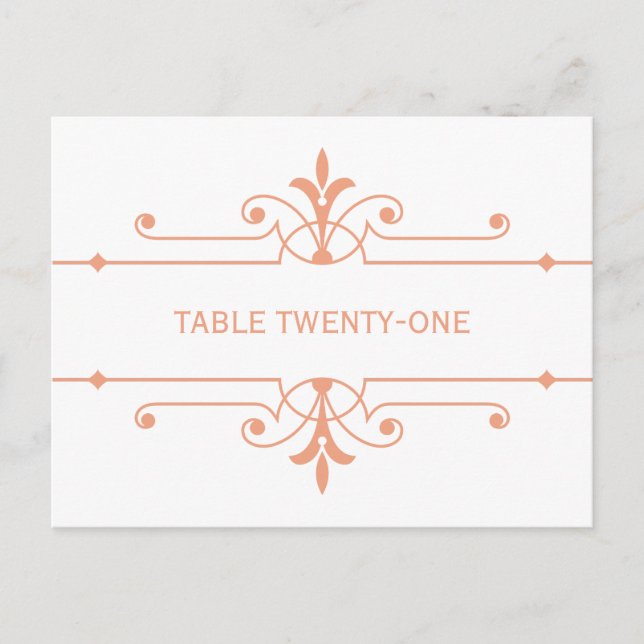 Orange v2 Fancy Ornamo Numéro de table Carte posta (Devant)
