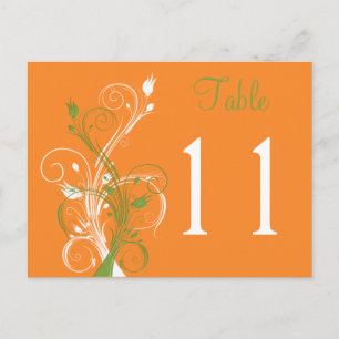 Orange Vert Blanc Floral Numéro de table Carte pos