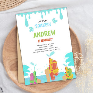 Orange Water Gun Anniversaire Invitations