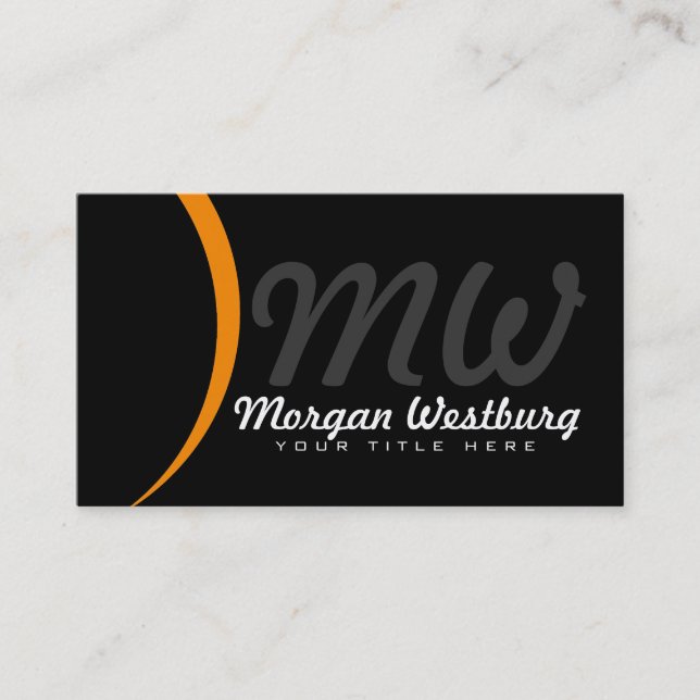 Orange Wave Professionnel Monogramme Cartes de vis (Devant)