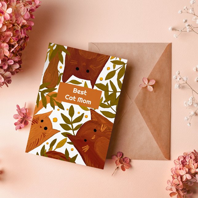 Oranger Brûlé Chats & branches Meilleur chat Carte (Créateur téléchargé)
