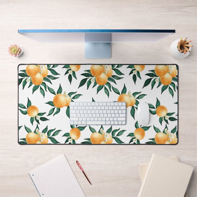 Oranger Citron Aquarelle Fruit Tropical Botanique (Bureau 1)