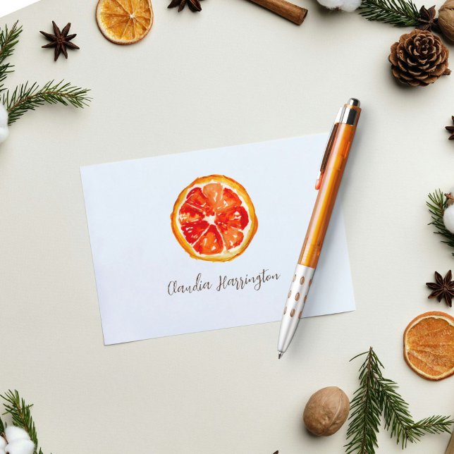 Oranges à main fantaisie Papeterie personnelle (These hand-illustrated orange slice notecards make it easy and fun to keep up with correspondence.)