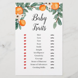 Oranges Baby shower Twin Baby Traits Jeu