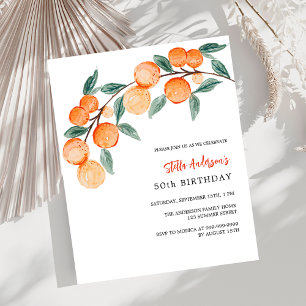 Oranges budget couleur aquarelle invitation d'anni