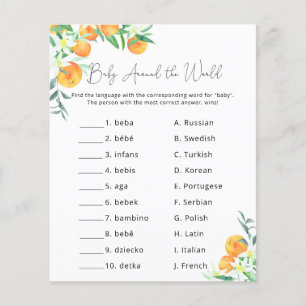 Oranges Citrus - Jeu pour Baby Shower