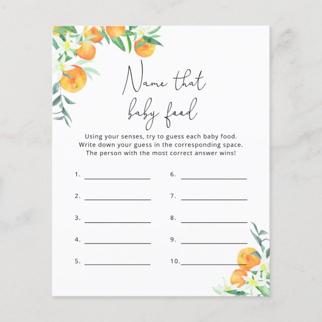 Oranges de Citrus - Nom de bébé Alimentation jeu d (Devant)