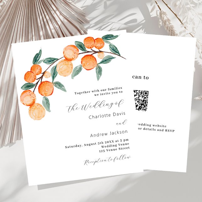 Oranges de Citrus QR RSVP faire-part de mariage bu (Créateur téléchargé)