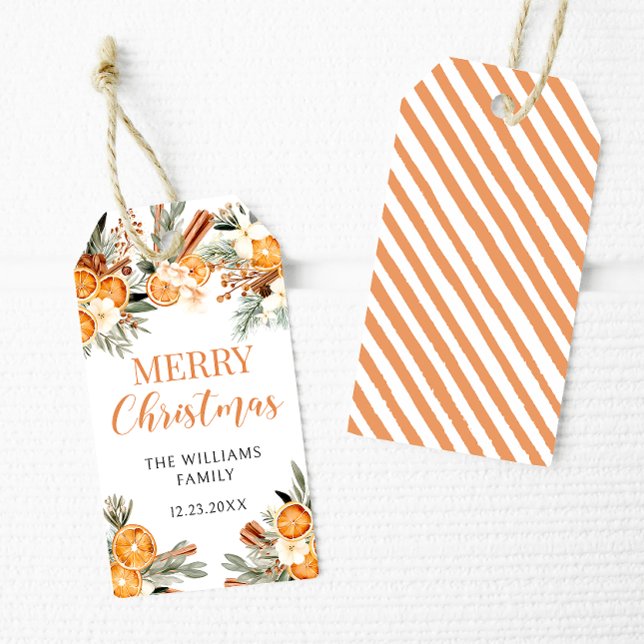 Oranges de vacances d'hiver joyeux étiquettes cade (Créateur téléchargé)