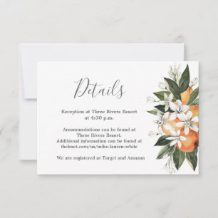 Oranges détails carte mariage