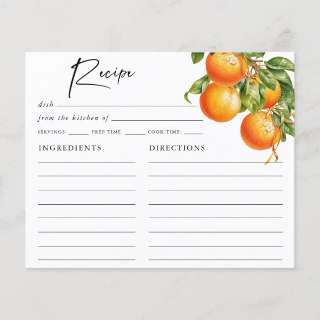 Oranges d'été Citron Agrumes Baby Shower Recipe (Devant)