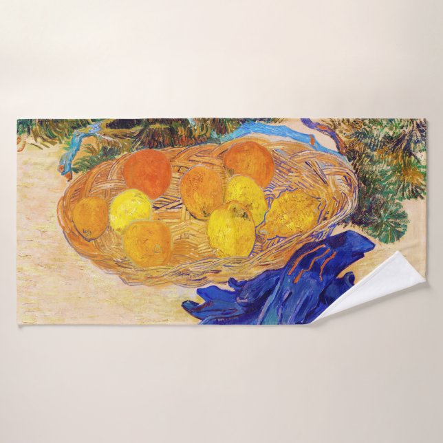 Oranges et citrons avec gants bleus, Van Gogh (Serviette de bain)