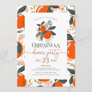Oranges et fleurs de Noël invitation de fête motif