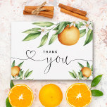 Oranges et Merci fleuri<br><div class="desc">Merci à vos invités d'être venus à votre occasion,  qu'il s'agisse d'un baby shower ou d'un anniversaire. Ajoutez votre message au dos ou laissez-le vide et écrivez-le à la main à vos invités.</div>