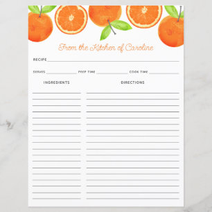 Oranges Fiche Recette Reliure Insert