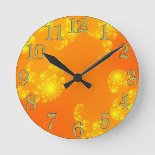Oranges Julia Fractal Art Abstrait Horloge murale
