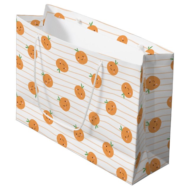 Oranges mignonnes Imprimer - Grand sac cadeau (Devant Angle)