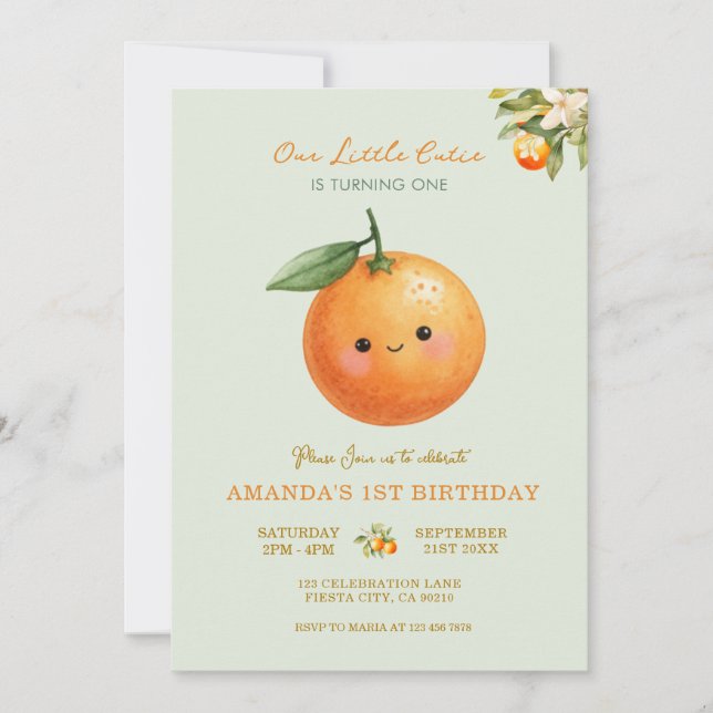 Oranges Notre petite chérie Invitation pour le pre (Devant)