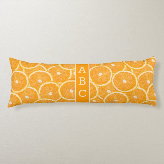 Oranges personnalisé monogramme coussin corps (Devant)