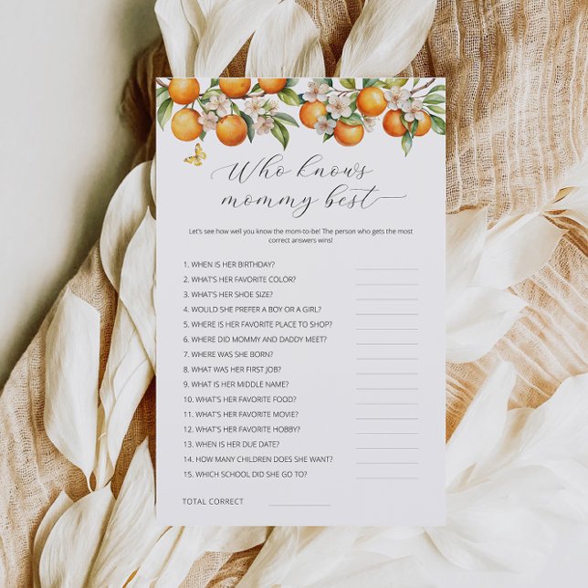 Oranges Qui Connaît Maman Meilleur Baby shower Jeu (Créateur téléchargé)
