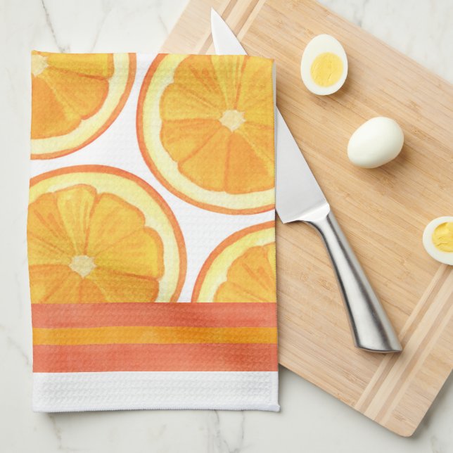 Oranges - Serviette de cuisine (Quart Plié)
