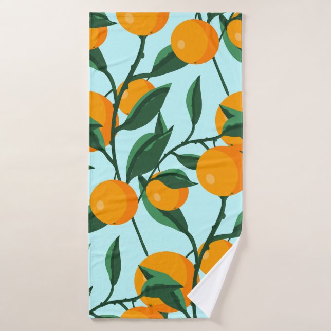 oranges sur branches de feuilles sans soudure moti (Serviette de bain)