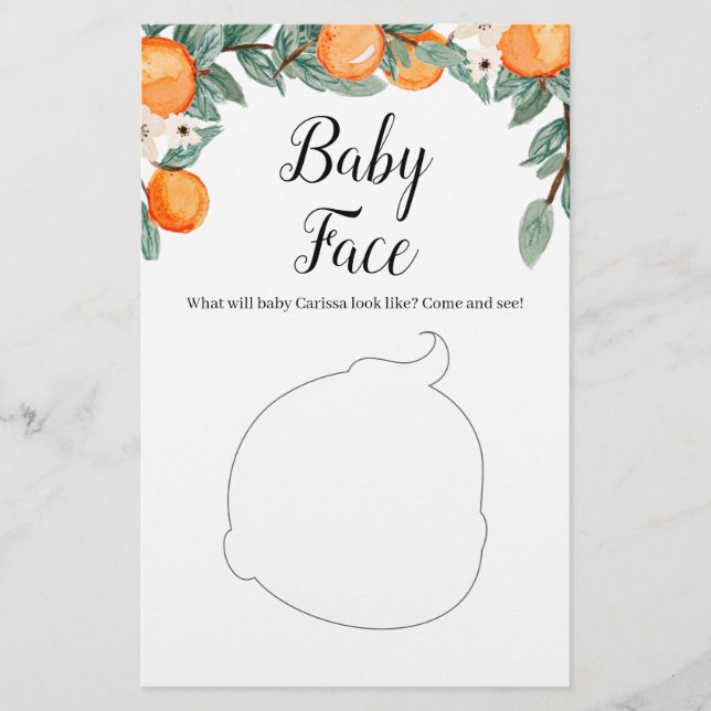 Oranges Twin Baby shower Baby Face Jeu (Devant)