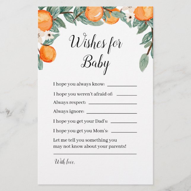Oranges Twin Baby shower Voeux pour bébé (Devant)