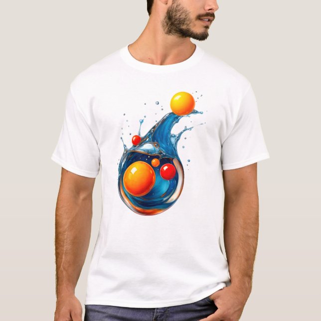 Orb Splash : T-Shirt Burst de Vague Turquoise (Devant)