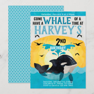 Orca Baleine Anniversaire Fête Invitation